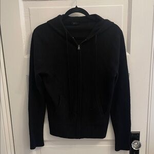 J. Crew Black Cashmere Hooded Zip-up Sweater